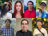 A mosaic of seven head shots featuring the diverse 2026 graduate award winners and the runners-up. Clockwise from top left: Tolulope Babalola, Maia Dall'Acqua, Robert Masaki Hechler, Ella Martin, Daniel Fusca, and Puneeth Deraje